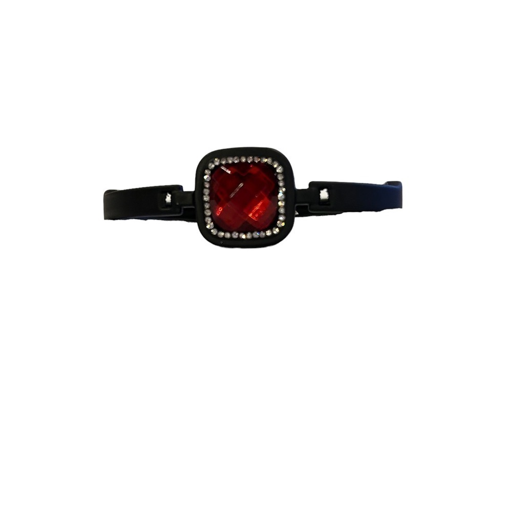 Matte Black & Faux Ruby Red Acrylic Gem Clasp Bracelet from Stephan & Co. - Picture 2 of 12